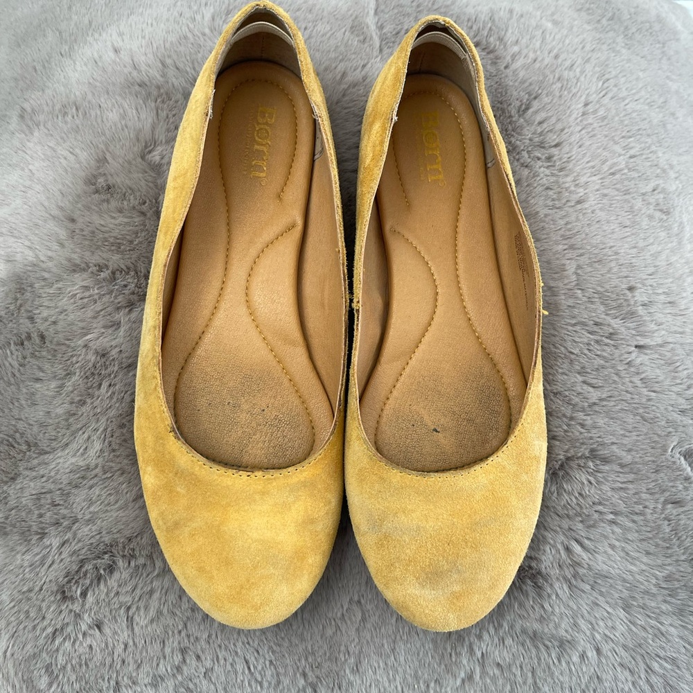Born Yellow Flats Suede Loafers